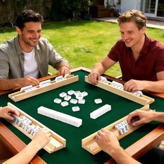 Wooden Mahjong Racks with Magnetic Pushers – Set of 4, Solid Wood | For American