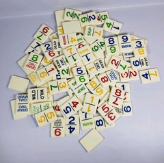 81 Pc Vintage 1986 UNO Dominos Game by International Tile Lot Crafts