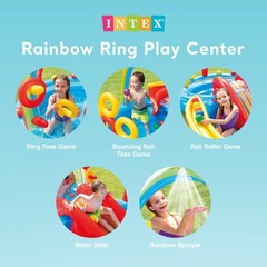 Inflatable Pool 117 x 76 53 Rainbow Slide Water Ring Toss Intex 57453EP Foot