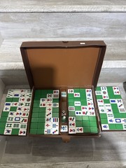 Vintage Mahjong Set 146 Melamine Tiles with Case Dice and Chips Traditional Game