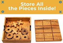 Wooden Tic Tac Toe Game 5.5 Inch Classic Family Fun Desk Decor Gift