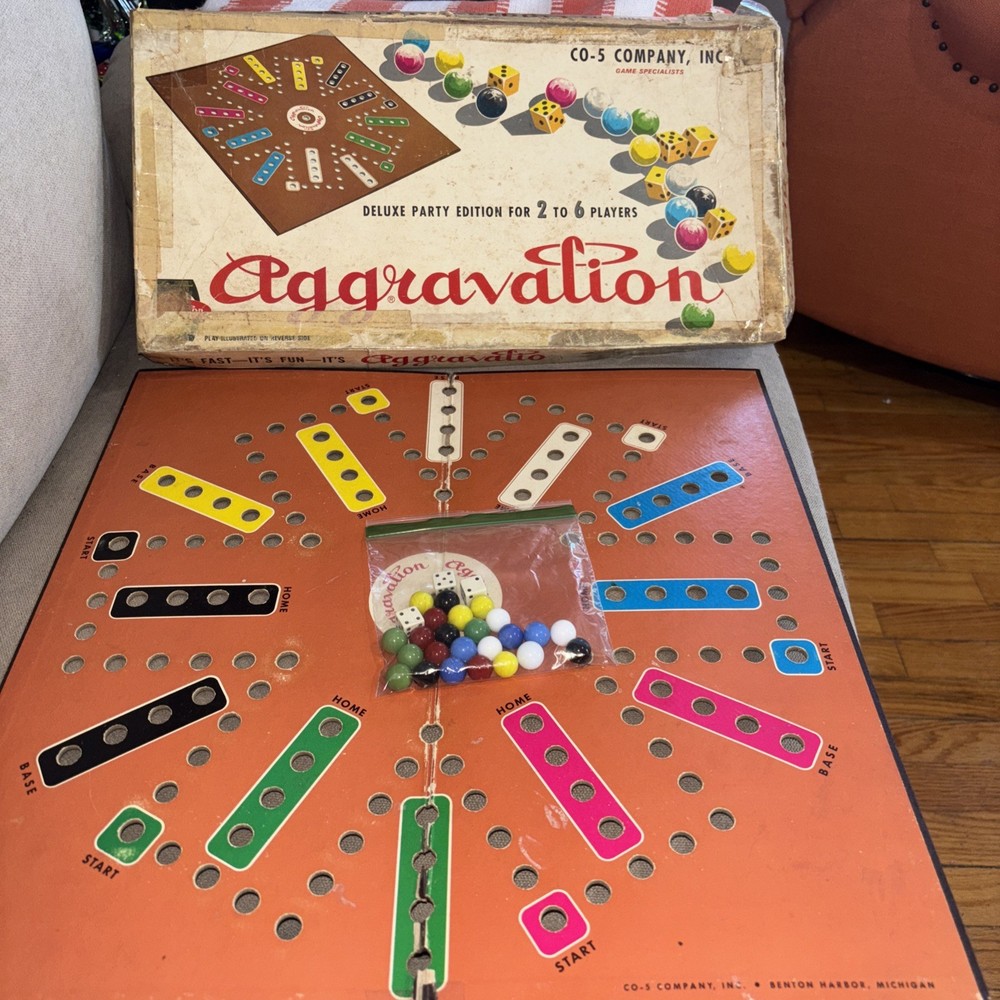 VINTAGE 1960’s Aggravation Board Game Deluxe Party Edition