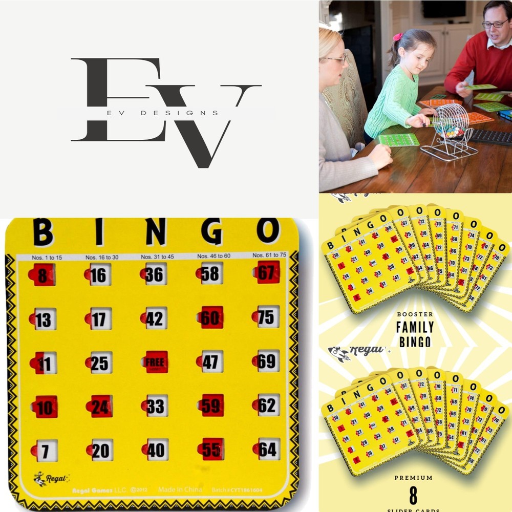 Travel-Ready Regal Bingo Cards – 8 Pack with Sliding Windows, Perfect for Groups
