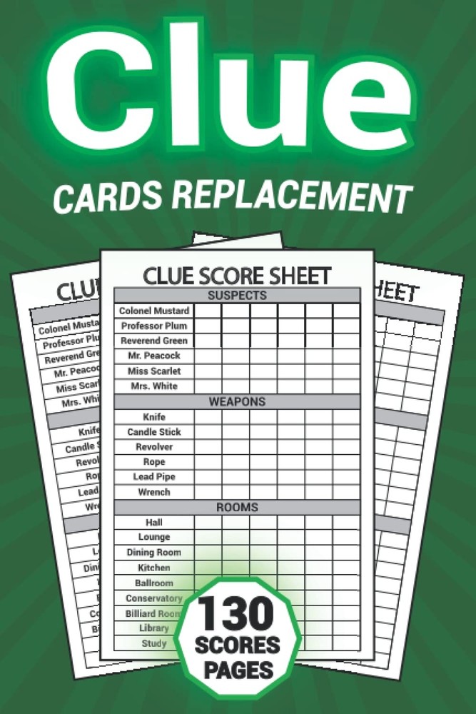 Clue Cards Replacement Score Sheets Refills for Clue Board Game, Detective An…