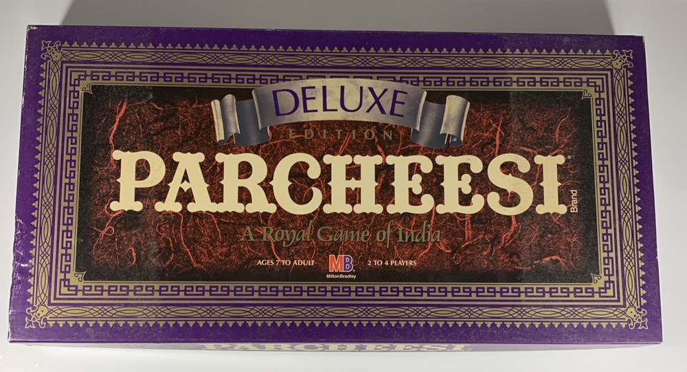 Vintage 1989 Parcheesi Deluxe Board Game Milton Bradley Complete Wood Pawns