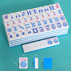 American Mahjong Game Set, 166 Blue Tiles , 4 All-In-One Color Rack/Pushers