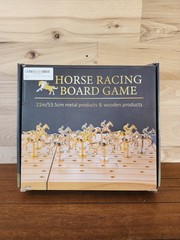 Horse Racing Board Game Wooden Board w/ Metal Horses 21in
