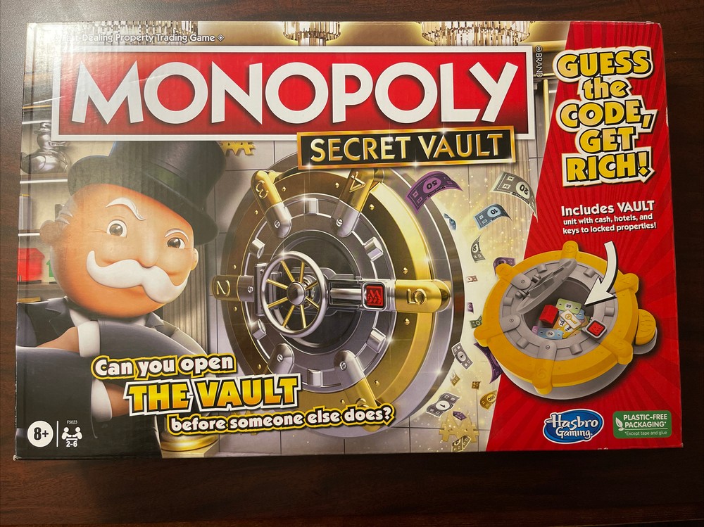 Monopoly Secret Vault Board Game for Kids Ages 8 and Up, Family Board Game for