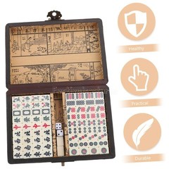 Vintage Chinese Mahjong Set Traditional 144 Tiles Mah-Jong Game Set w/ Case Box