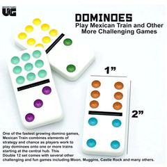 NEW Mexican Train Dominoes Game Set Boxed Wood Hub 91-pc Tin 12/12 Colorful GIFT