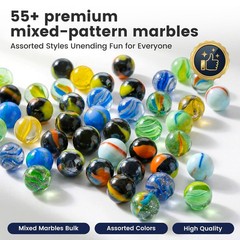 POPLAY Colorful Glass Marbles, 0.6 inch 60 PCS 1 Multicolored