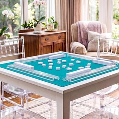 Compact White Acrylic Mahjong Rack and Pusher Set – 17.72 Inches, 4 Pack