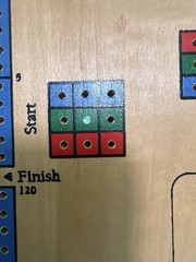 Vintage Cribbage Wooden Game Board Square 3-Track 120 Hole