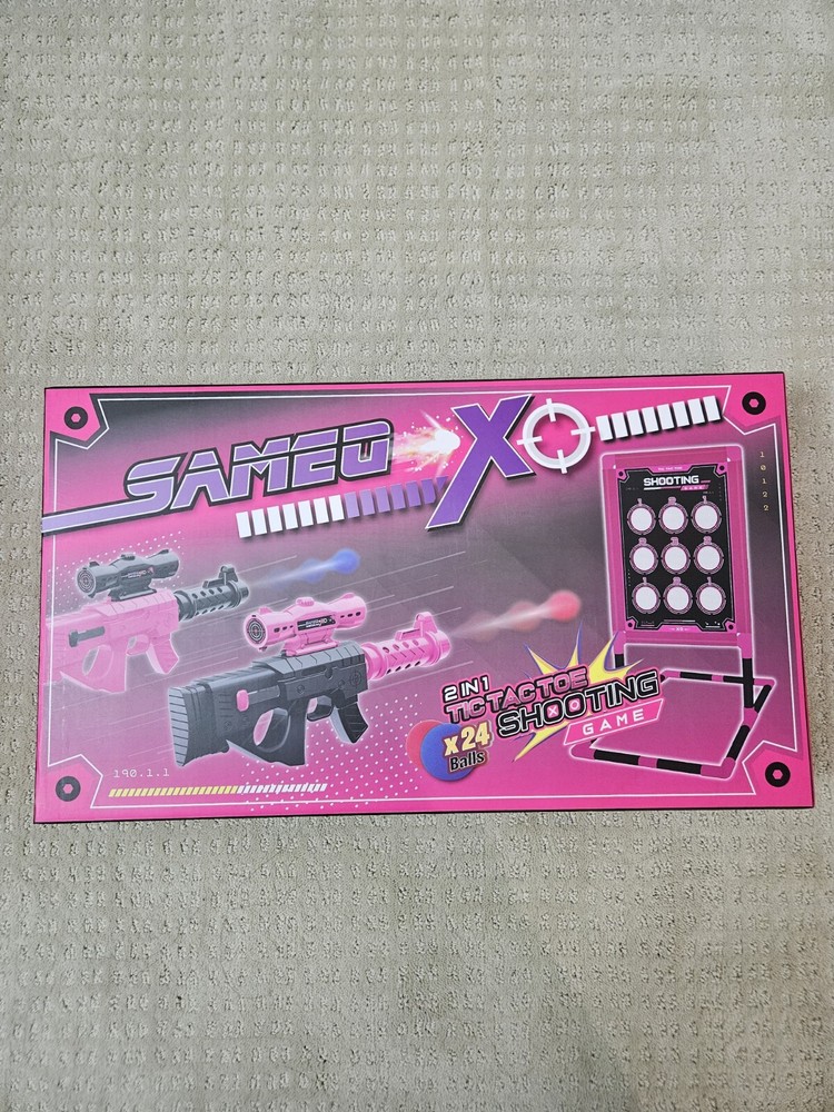 SAMEO 2 in 1 Tic Tac Toe Shooting Game With 2x Toy Popper Guns & 24x Foam Balls