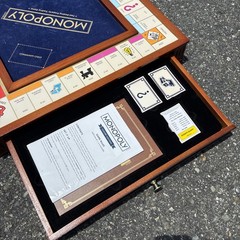 HUGE Monopoly Luxury Edition Blue Board Game Collectible Wood – PARTS MISSING !