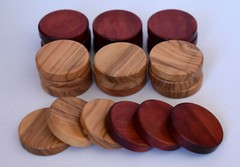 30 Natural Olive Wood – Red Color Backgammon Checkers – Chips 1.4 inches