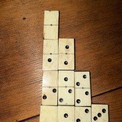 Antique Bone and Ebony Wood Dominos set 26 Dominos, Missing 2/4, 5/6 incomplete
