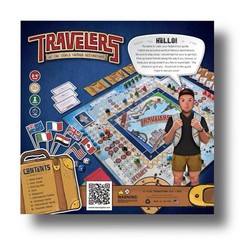 Board Game Travelers w/ Dice, meeples, 2-4 Players, Ages 13+, 2-in-1