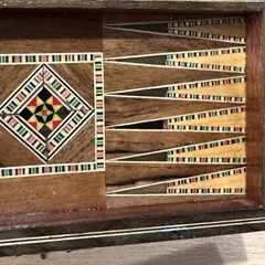 2 in 1 Wood Backgammon + Chess Set Moroccan handmade Wooden Backgammon Board 8”