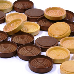 Stackable Wooden Checkers w Plant-Based Sisal Storage Bag Walnut & Maple 24 Pc