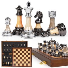 Luxury Large Chess Set 17 Inch Wooden Chess Board with Metal and Acrylic Ches…