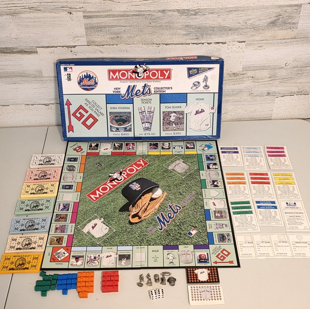 New York Mets Monopoly 2001 Collector’s Edition Board Game Pewter Tokens