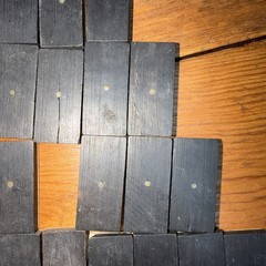Antique Bone and Ebony Wood Dominos set 26 Dominos, Missing 2/4, 5/6 incomplete