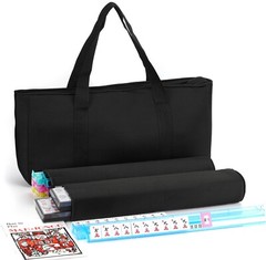 American Mahjong 166 Tiles Black Bag 4 Color Pushers/Racks Western Mahjongg