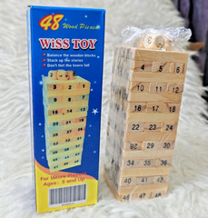 48 Pieces Tumbling Tower Wood Block Amilton Bradley Game, For Ages 8 To Adult