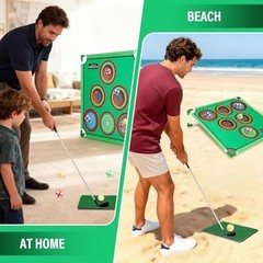 34 Pcs 3-in-1 Battle Golf Game Set with Stand & Club, Jumbo 32″ x32“ Chipping…