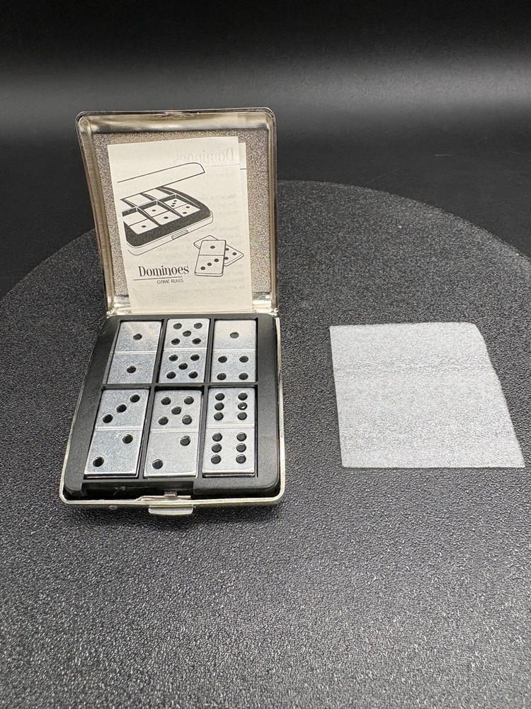 Touchstone Merchandise Group Portable Dominoes Set Metal Pieces Compact Case