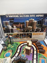 Vintage 1987 HOTELS Board Game Milton Bradley Real Estate Game – 99% Complete
