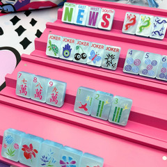 Lucky Charms Blue Pearl Acrylic American Mahjong Set 160 Tiles FREE SHIP