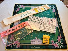 Mahjong GOLF Club New 160 Tiles, Mat, Dice, Dice Bag, Mat Bag. RARE Set Masters