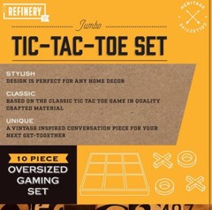 Refinery Premium Solid Wood Jumbo Tic Tac Toe Game Gold 14” Coffee Table Game
