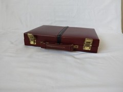 Vintage MR MAN Backgammon Board Game Leather Travel Case Box Brown Briefcase