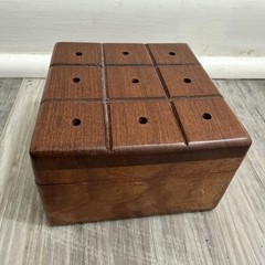 Tic Tac Toe Board Game Wood Box Polished Chrome Metal Skull & Crossbones (RARE)