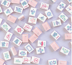 160 American Mahjong Tiles 3-Layer Acrylic pink Butterfly Pattern Engraved Set