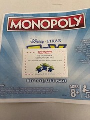 2018 Monopoly Toy Story Get Out Of Jail Free Chance Claw Card Game