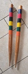 Beautiful vintage wooden croquet Six multicolored game Steaks 24″ X 1 1/2″