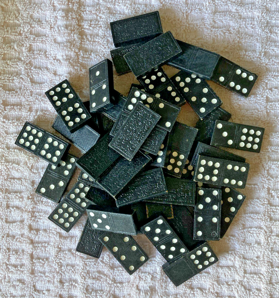 Large Lot Of Vintage black and white Wood Cardinal Dominoes