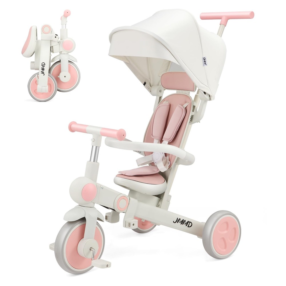 Toddler Tricycle 7-in-1 18 Months 5 Years Pink Baby Bike JMMD
