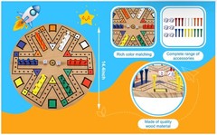 Fast Track Board Game Wooden 3-6 Players Board Game Set with 24 Board Game Piece