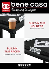 Bene Casa – Black Indoor & Outdoor Domino and Game Table Includes Domino