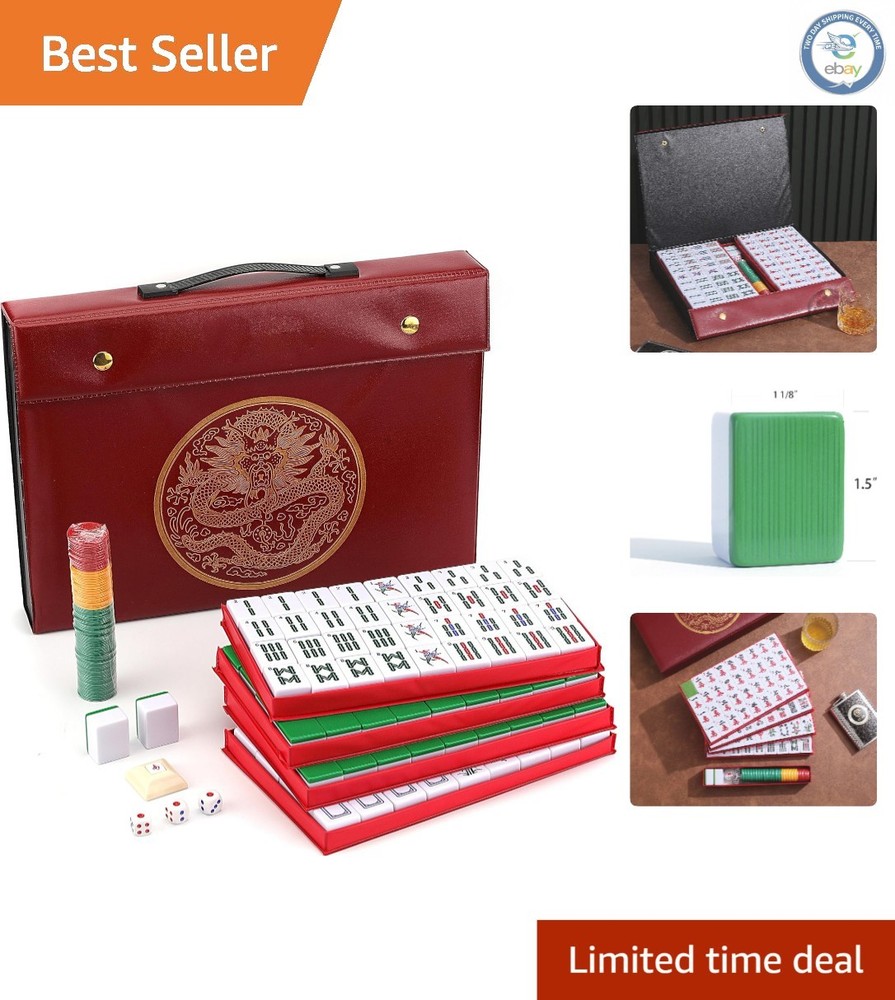 Elegant 146-Tile Chinese Mahjong Set with Convenient Carry Case For Game Nights