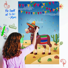 Pin The Tail On The Donkey Party Game with 50 Pcs Tails Large Mexican Donkey Gam