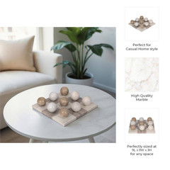 Ivory 9 In. X 3 In. Stone Tic Tac Toe Decorative Game Set