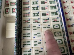 Vintage MCM Chinese Mah Jong Mah-Jongg Tile Game in Silk Case NEW Tiles READ