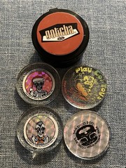Vintage 1995 Goosebumps Curly Hologram POG Slammer Lot with Gotcha Storage Case
