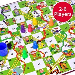 Traditional Snakes & Ladders Game – Foldable Board for 2-6 Players, Ages 3+